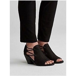 Eileen Fisher Nikki Womens Open Toe Ankle Peep-Toe Black Sz 5 Heels